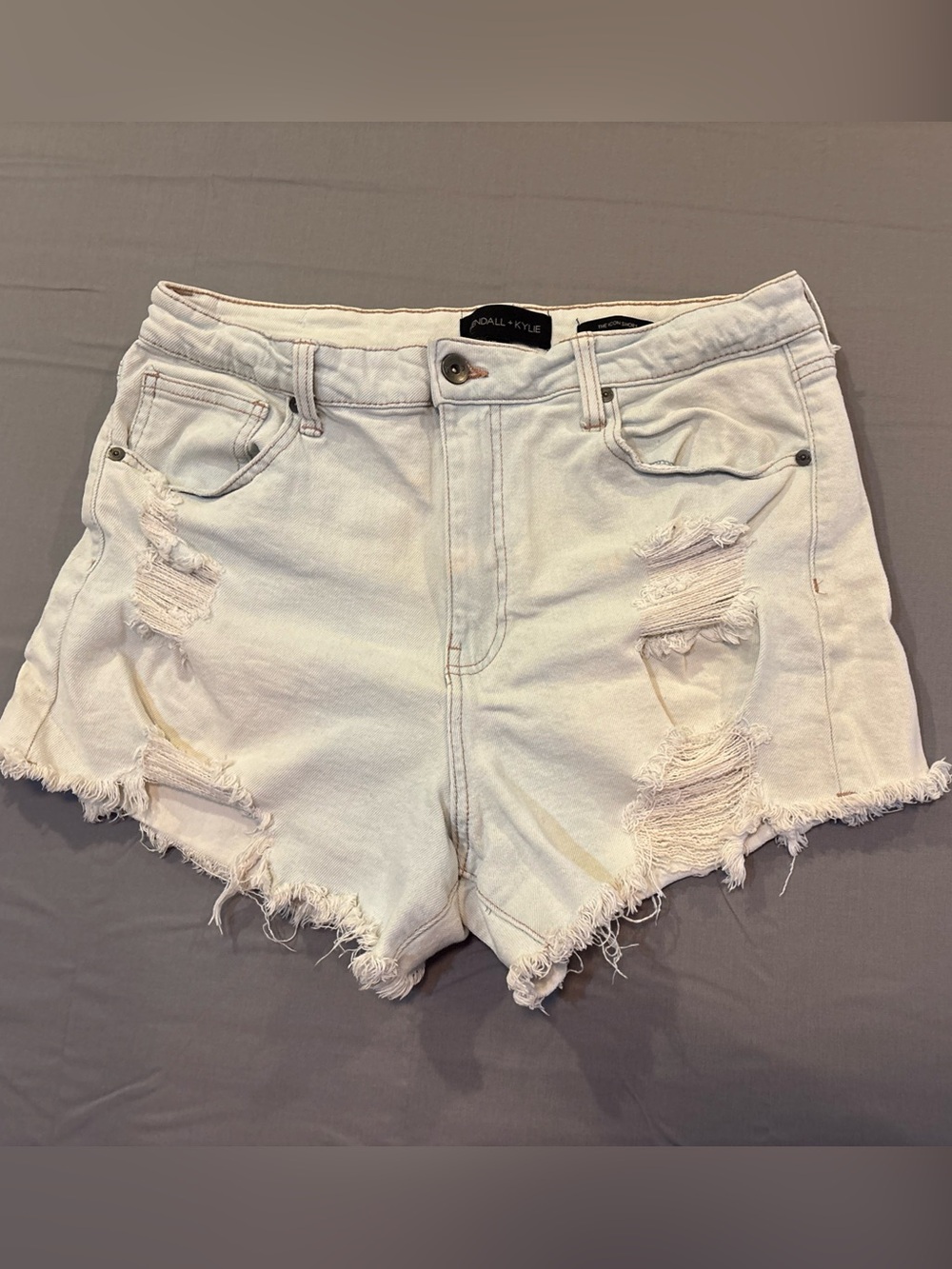 Kendall & Kylie The Icon Short Distressed High-Rise Jean Shorts Size 13/31